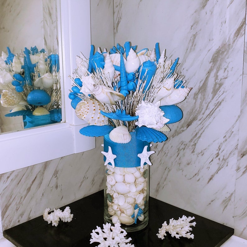 Seashell Bouquet with Glass Stand in 6 Colors & 3 Sizes image 5