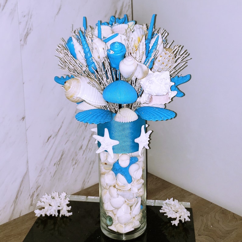 Seashell Bouquet with Glass Stand in 8 Colors & 3 Sizes image 6