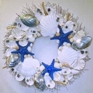 Seashell Wreath on Birch Twig with Highly Polished Clams in 6 Designs