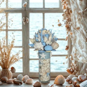 Seashell Bouquet with Glass Stand in 6 Colors & 2 Sizes