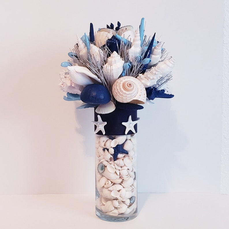 Seashell Bouquet with Glass Stand in 6 Colors & 3 Sizes image 6