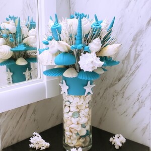 Seashell Bouquet with Glass Stand in 8 Colors & 3 Sizes image 4