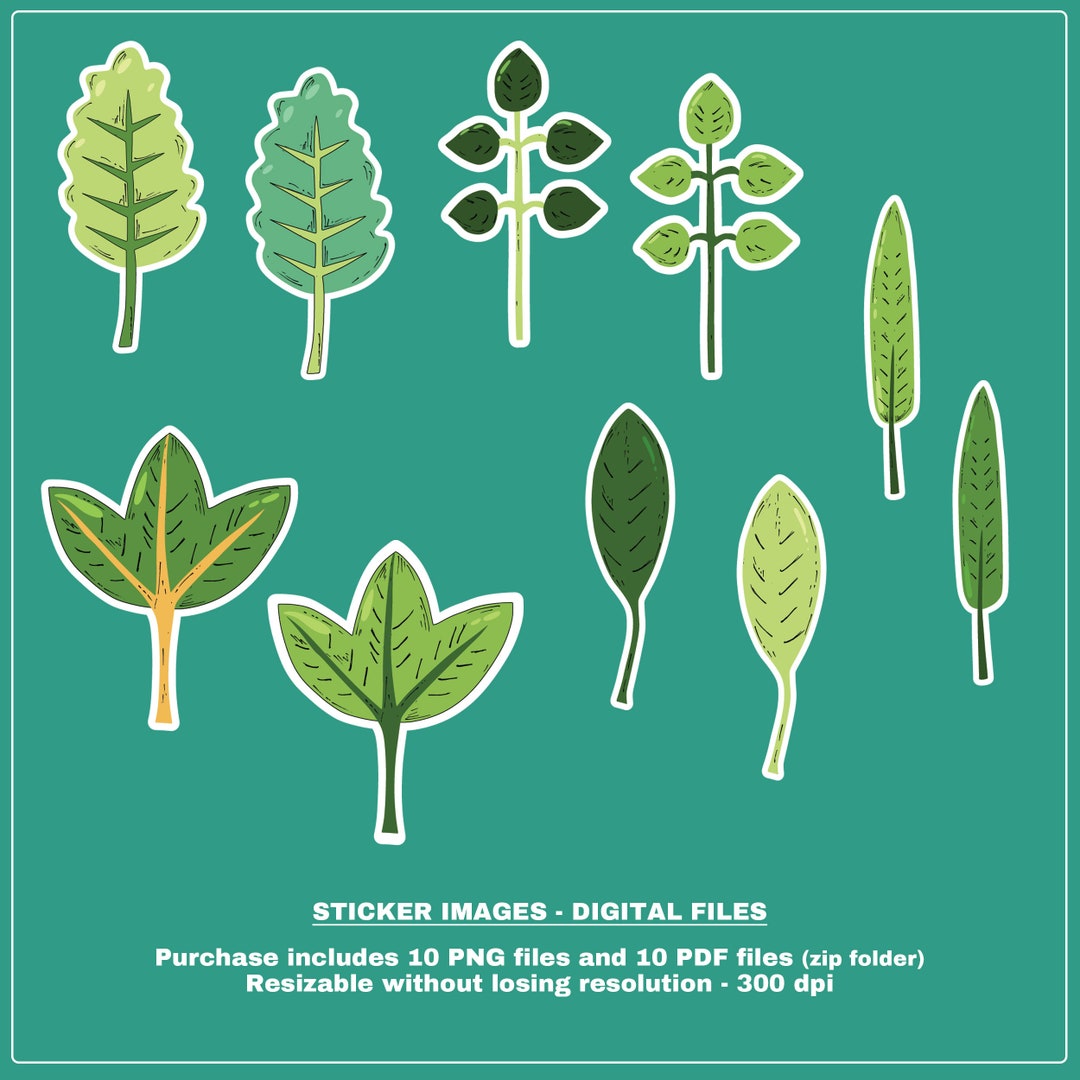 Leaf Sticker Images Digital Download Scrapbook Print High Resolution