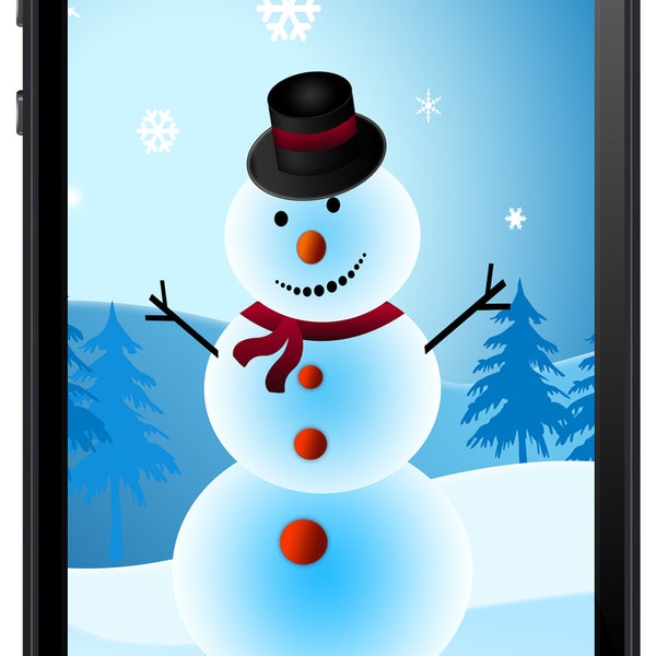 Holiday Snowman Screensaver - iPhone - Android - Tablet - PC - Texture - Instant download - Personal - Commercial