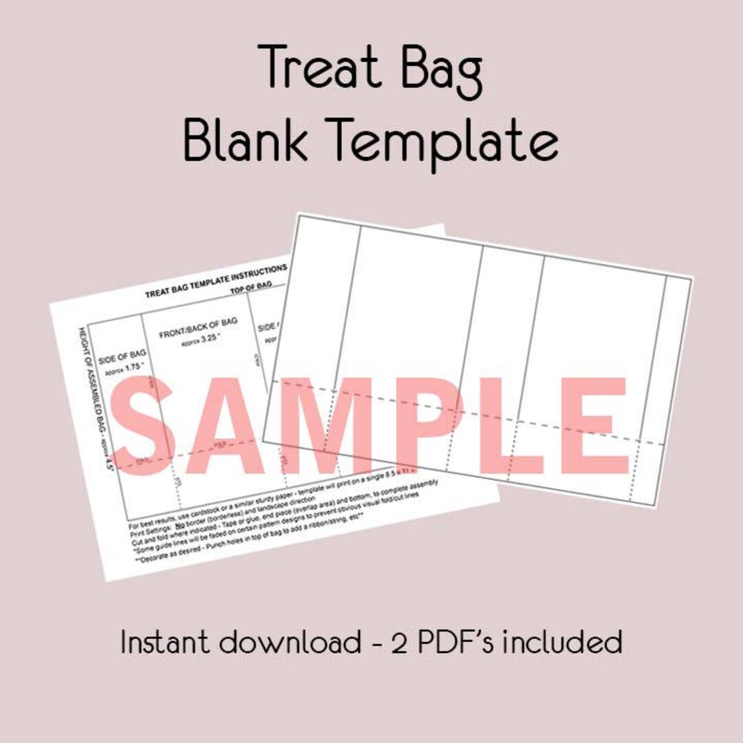 Blank Treat Bag Template Instant Download Party Holiday Wedding ...
