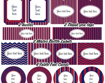 New York Giants Team Colors Party Pack - Instant Download - Print - Card - Invite - Label - Party - Customize - Personal - Commercial