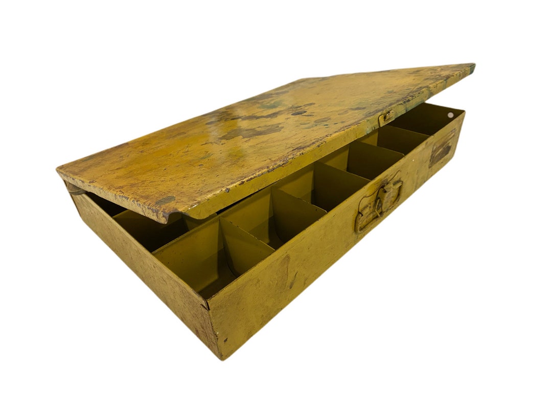 Antique Industrial Style Metal Tool Box Etsy