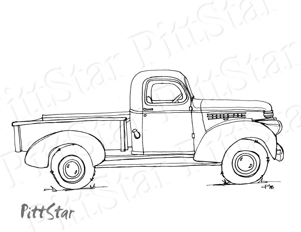Instant Download Vintage Truck Printable Coloring Page | Etsy