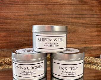 Velas de Natal | Vela Árvore de Natal | Vela Biscoitos do Papai Noel | Abeto e Cidra | Cera de Abelha de Soja Atóxica | Presente de 227g