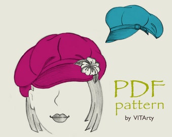 Newsboy Hat sewing pattern Paperboy 8 Panel Cap download pdf, Sizes: S, M, L