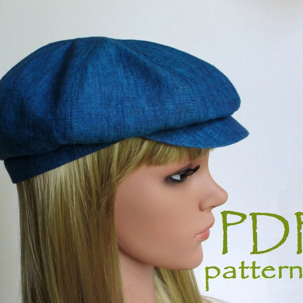 Newsboy Hat pattern, Women Applejack 8-panel cap sewing tutorial, Digital download PDF, Sizes: S/M/L