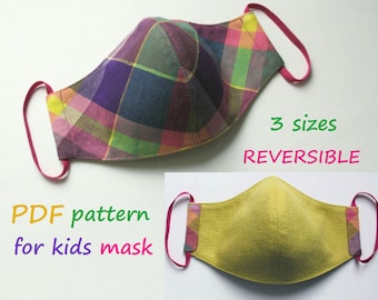 Kids mask patternTutorial  Child mask sewing PDF Easy mask pattern, sizes: Toddler/Child/Teen