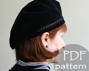 Women Beret Hat Sewing pattern Tutorial Download PDF Easy hat pattern S, M, L  sizes