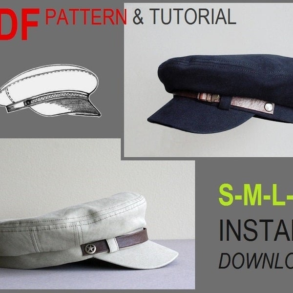 Mens Hat Sewing Pattern PDF, Winter warm stylish cap pattern, Sizes: S, M, L, XL