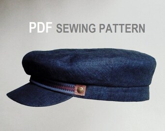 Men Women Cap sewing pattern Tutorial Flat Hat Fisherman pattern pdf Download, Size S