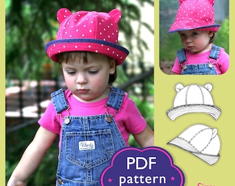 Kids Sun Hat PDF Sewing Pattern, Summer bucket hat Baby/Toddler pattern 12 m to 3 years