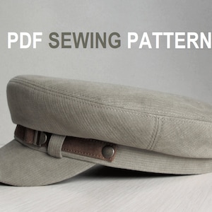 Men Women Cap sewing pattern Tutorial Flat Hat Fisherman pattern pdf Download, Size M