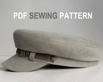 Men Women Cap sewing pattern Tutorial Flat Hat Fisherman pattern pdf Download, Size M