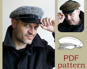 Fiddler Hat Sewing Pattern Men/Women Newsboy Cap printable pattern Download PDF Sizes: S/ M/ L