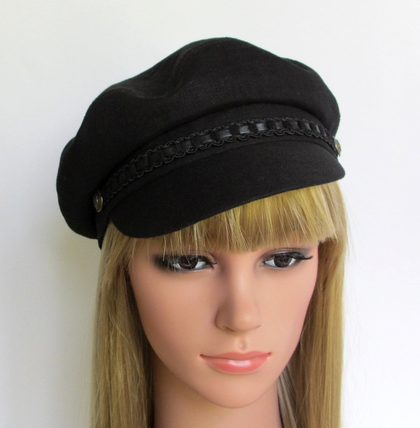 Womens Newsboy hat Black Fiddler Cap Fisherman Hat Driving Etsy