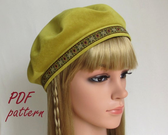 Women Beret Hat Sewing Pattern Tutorial Download Pattern DIY Tam Beret  Template S, M, L Sizes 