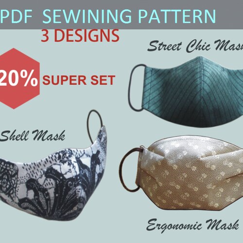 PDF Face Mask Pattern Template Adult Face Mask Sewing Pattern Etsy