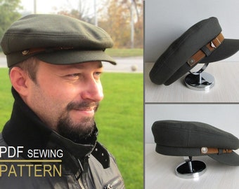 Cap sewing pattern Tutorial Men hat PDF download Captain hat, Sizes: S,M,L