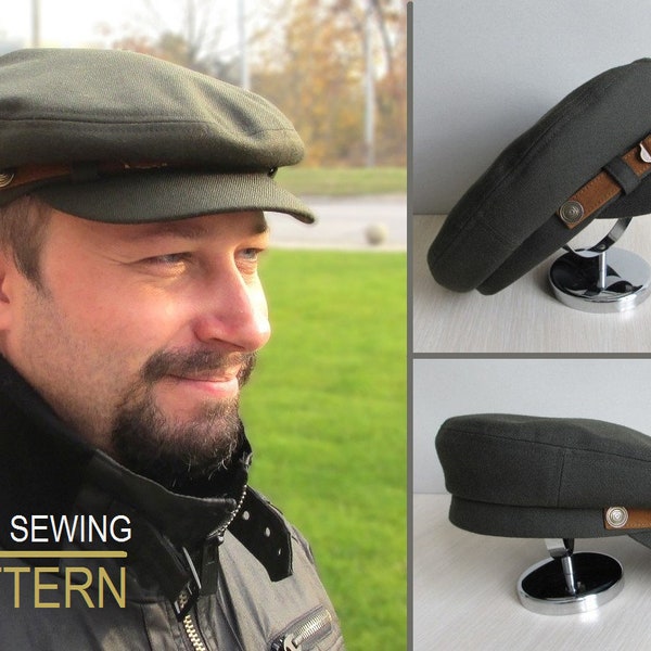 Cap sewing pattern Tutorial Men hat PDF download Captain hat, Sizes: S,M,L