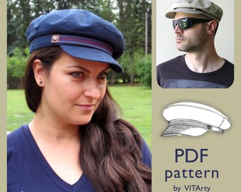 Fiddler Hat Sewing Pattern Men/Women Newsboy Cap printable pattern Download PDF Sizes: S/ M/ L