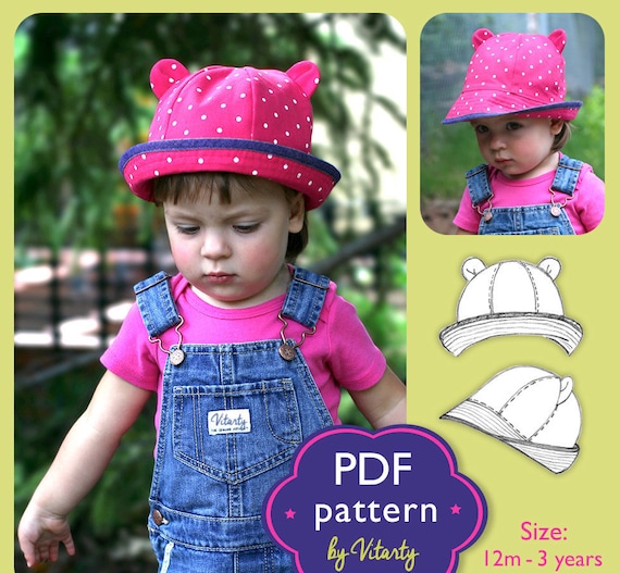 Kids Sun Hat PDF Sewing Pattern, Summer Bucket Hat Baby/toddler