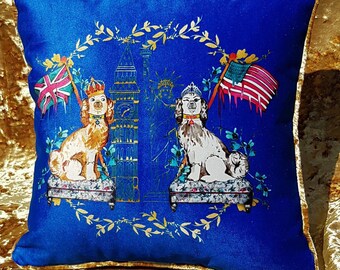 Royal wedding commemorative velvet cushion