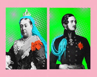 Queen Vic & Prince Albert prints | Wall Art · Abstract Art Print · Modern · Maximalist Decor · A5 A4 A3 · Graffiti | Pop art