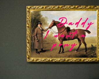 Daddy I Want A Pony Print · Horse head Wall Art · Abstract Art Print · Modern · Maximalist Decor · A5 A4 A3 · Watercolour Painting