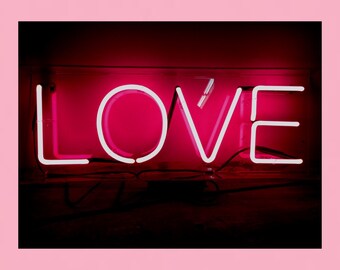 Love neon print I Wall Art · Abstract Art Print · Modern · Maximalist Decor · A5 A4 A3 · Neon light photo