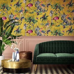 Muck N Brass ChiMiracle luxury wallpaper | home decor | mythical botanical garden design - Mustard