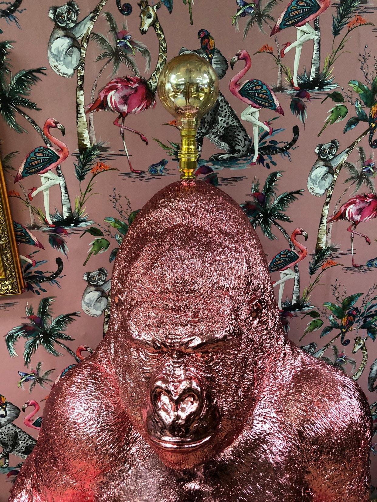 Metallic pink gorilla lamp Metallic pink gorilla lamp