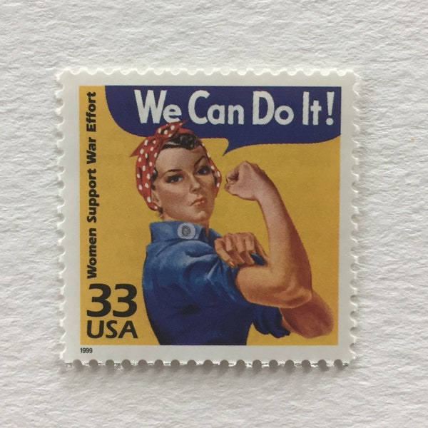 5 Rosie the Riveter 33c US postage stamps unused - Vintage 1999 - Celebrate the Century 1940s Women Support War We Can Do It