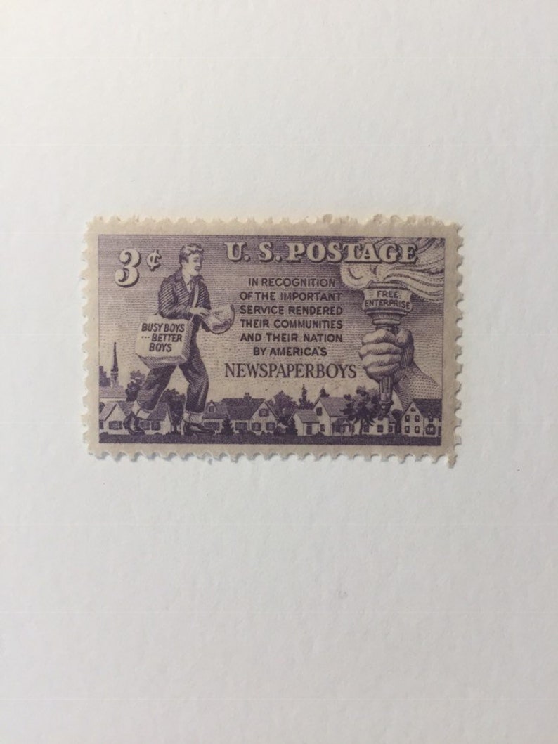 10 Newspaper Boys 3c US Postage Stamps Unused Vintage 1952 Etsy