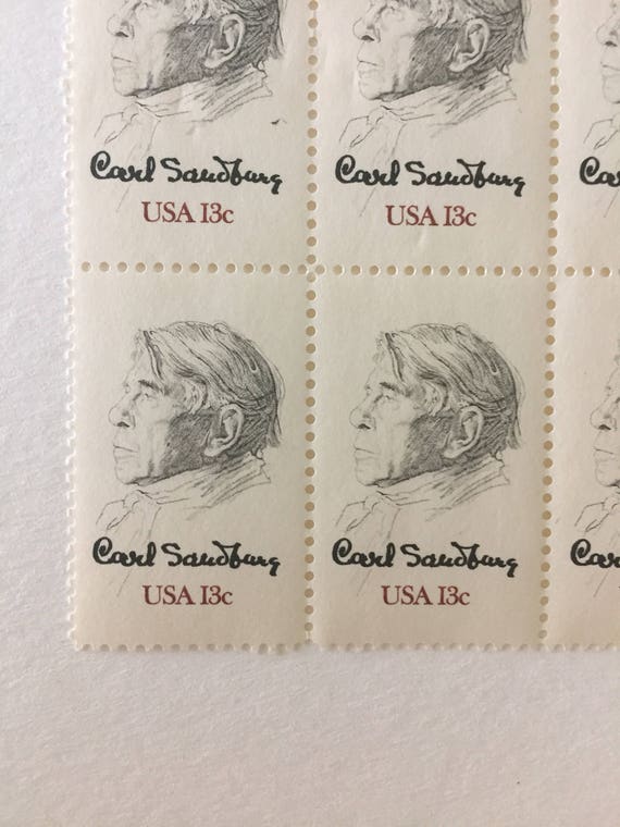 10 Carl Sandburg 13c Us Postage Stamps Unused Vintage 1978 Neutral White Black Poets Writers