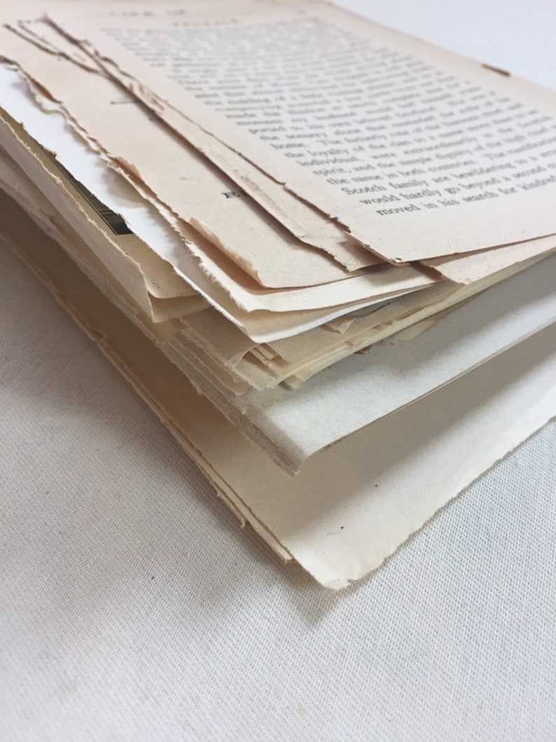 Junk journal smash book assemblage mixed media paper table prop Vintage Book Page Bundle 100 pages
