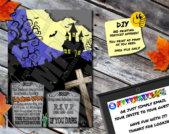 halloween invitation haunted poltergeist printable invite etsy