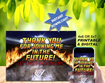 80's BACK To The FUTURE Inspired Thank You Card, Printable or Digital Use, Instant Download, Sold As Is, Wicked Awesome!!!