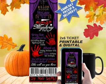 MURDER MYSTERY PARTY, Printable Ticket or Online Use, Scary and Fun!!!