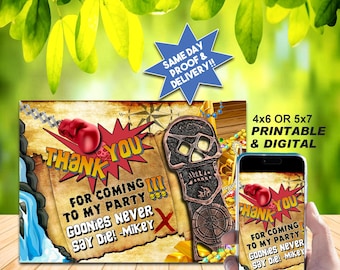 GOONIES PIRATE STYLE Thank You Card, Printable Or Digital Use, Text Or Email, Personalized Saying And Name!!