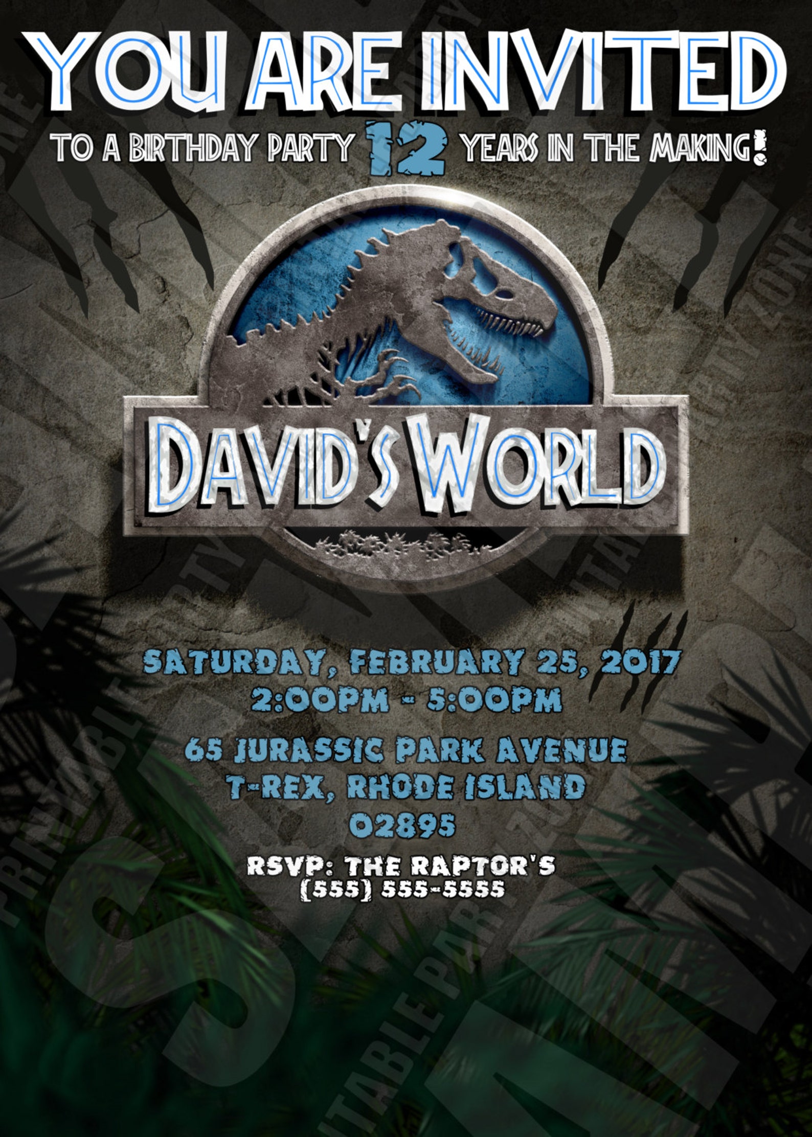 JURASSIC PARK INSPIRED Printable Birthday Invite. Emailable | Etsy