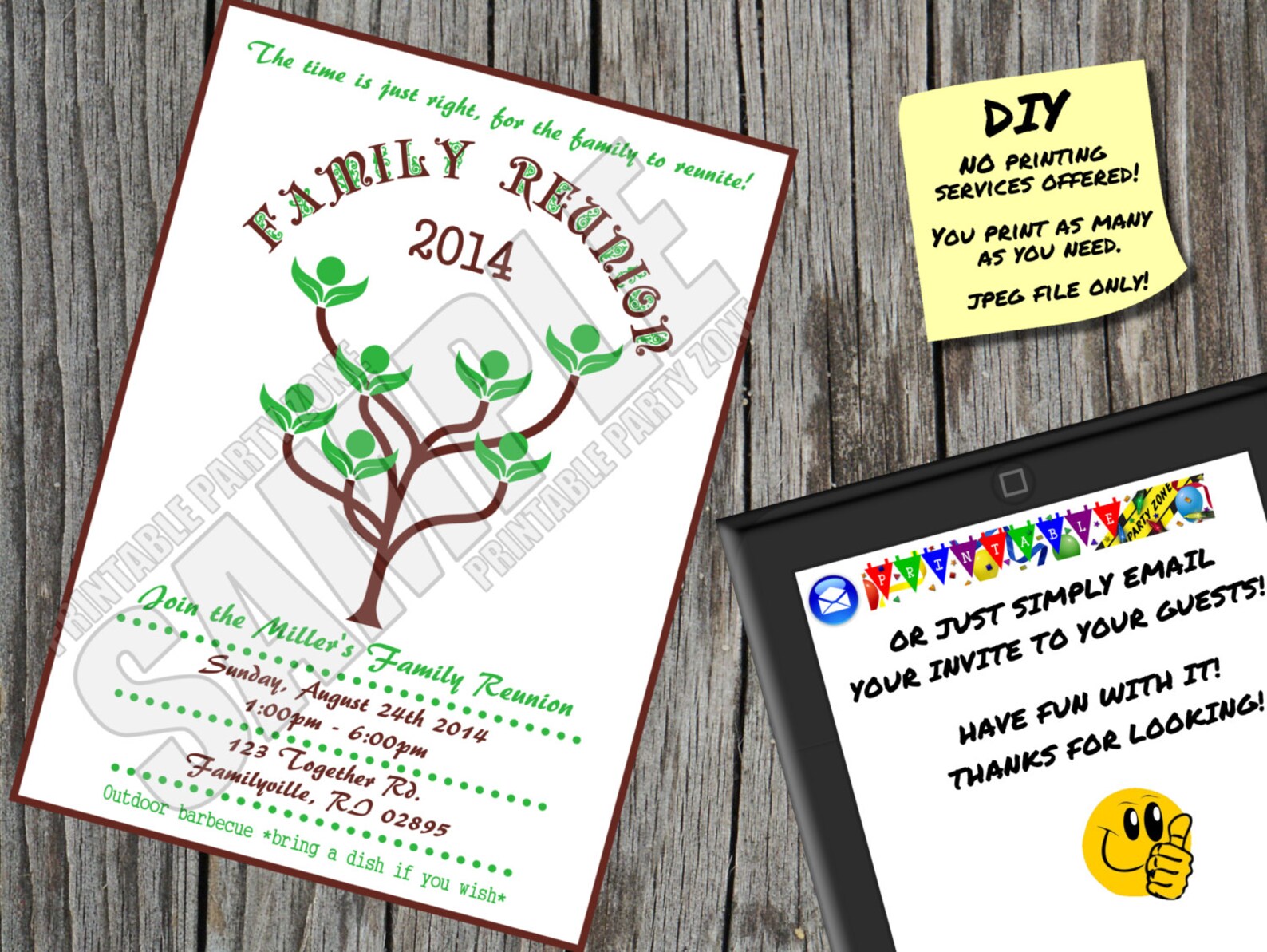 FAMILY REUNION INVITATION Printable Invite Emailable Invite - Etsy Canada
