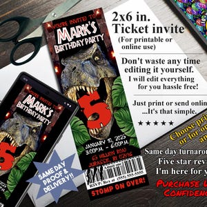 JURASSIC PARK INVITE, druckbare Geburtstagskarte oder Online-Nutzung, coole Dinosaurier-Einladung! , (mein Shop hat passende Topper & Ty-Karte)