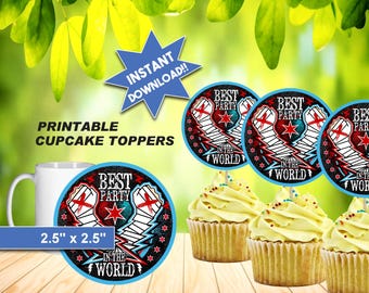WRESTLING CUPCAKE TOPPERS, Birthday Or Any Party, Printable File, Instant Download, Shop Has matching Invite & supplies!!