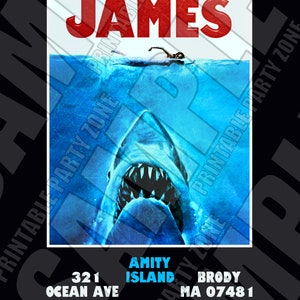 SHARK INVITE, Printable Invitation or Online Use, SCARY Cool!!!