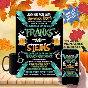 FRANKS and STEINS Halloween Party Invitation, DIY Printable Invite or Online Use, Wicked Cool Invitation!!!